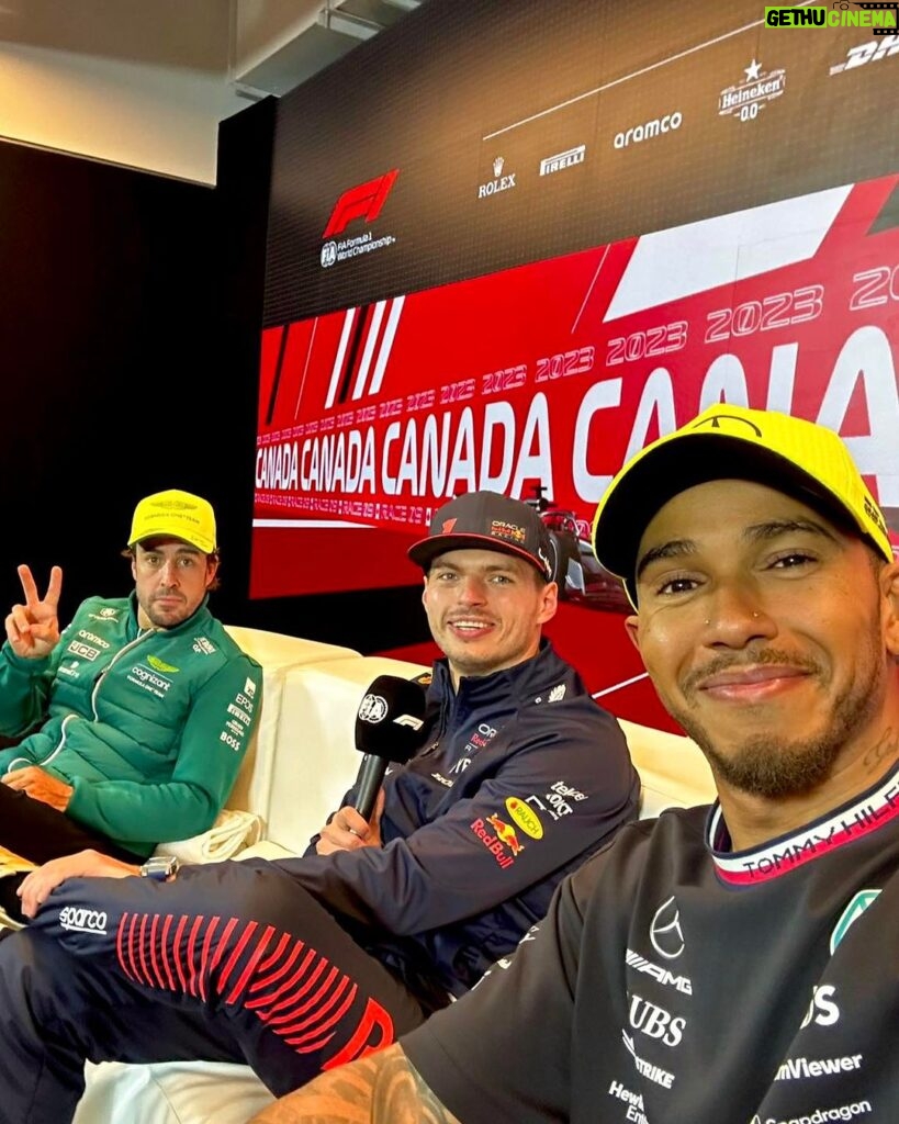 Lewis Hamilton Instagram - P3 after an intense weekend. Definitely had fun out there, and amazing to be a part of an all champs podium. We’re getting there as a team. We know where we need to be and we know it’s coming. Much love to the fans who endured the rain with us, til next time Montreal 🇨🇦~
