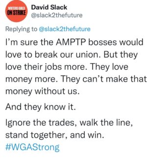 Lilan Bowden Instagram - #SAGAFTRA ON STRIKE 🪧 

Thought I was having a baby sooner but he refuses to come out until the AMPTP comes to the table with a fair deal.

SAG-AFTRA joins the WGA on the picket line as greedy studios refuse to negotiate FAIR PAY for the entertainers who make them their money.

As a working actor, I have seen and felt personally how increasingly difficult it becomes year after year to make a living at what we do. A big part of this is how few streaming residuals are shared with the artists. The projects I have been most recognized for are not necessarily the ones that I have made the most money on. 

There is an ever present myth that if you can be recognized on TV, you must be rich. With the way payment models are now, that can’t be farther from the truth. Some actors are able to find financial success, and some, even if they are on hit shows, still barely struggle to get by. Without negotiating a new deal, a fair deal, it will become virtually impossible to make a living as an actor. 

Another thing we’re fighting for is protection against AI. Right now the AMPTP wants to pay background actors for ONE DAY of work and then use their image as much as they like in perpetuity (FOREVER). This is absolutely rotten!!

I stand in solidarity with my union and the WGA for FAIR PAY and FAIR PROTECTIONS so acting can continue to be a viable career!!

#sagaftrastrong #1u