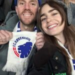Lily Collins Instagram - Cheering on our home away from home team! Such an INSANE game and wildly fun evening — congrats @fc_kobenhavn!…
