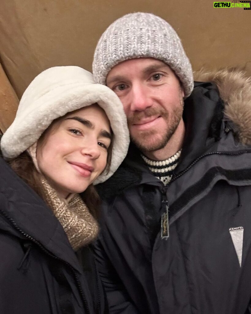 Lily Collins Instagram - Snow, saunas, and sleigh rides in a Swedish winter wonderland. A weekend of memories with friends that will last far beyond… Ice hotel, Jukkasjärvi, Sweden