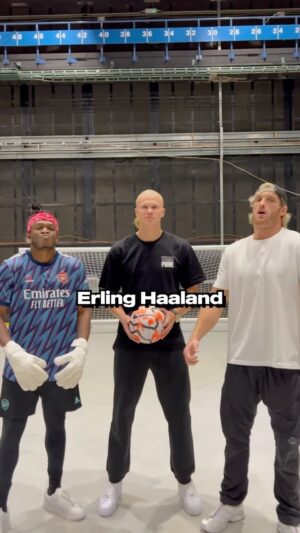 Logan Paul Instagram - Bro got a CANNON ⚽️ @erling.haaland @drinkprime @ksi