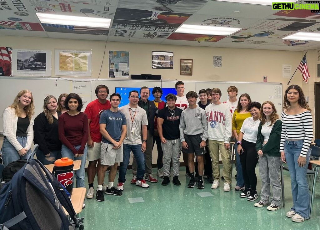 Lou Dobbs Instagram - Great to spend some time at High Point High today to talk with Nick DiCarlo’s bright and fun AP Gov and Politics students—go Wildcats! High Point Regional High School