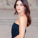 Lucy Hale Instagram - the last stop in Paris was the @eliesaabworld show 🖤 très magnifique! @mollyddickson @bridgetbragerhair @valeriaferreiramakeup @thestreetsensei 📷 @thepeninsulaparis The Peninsula Paris - Official