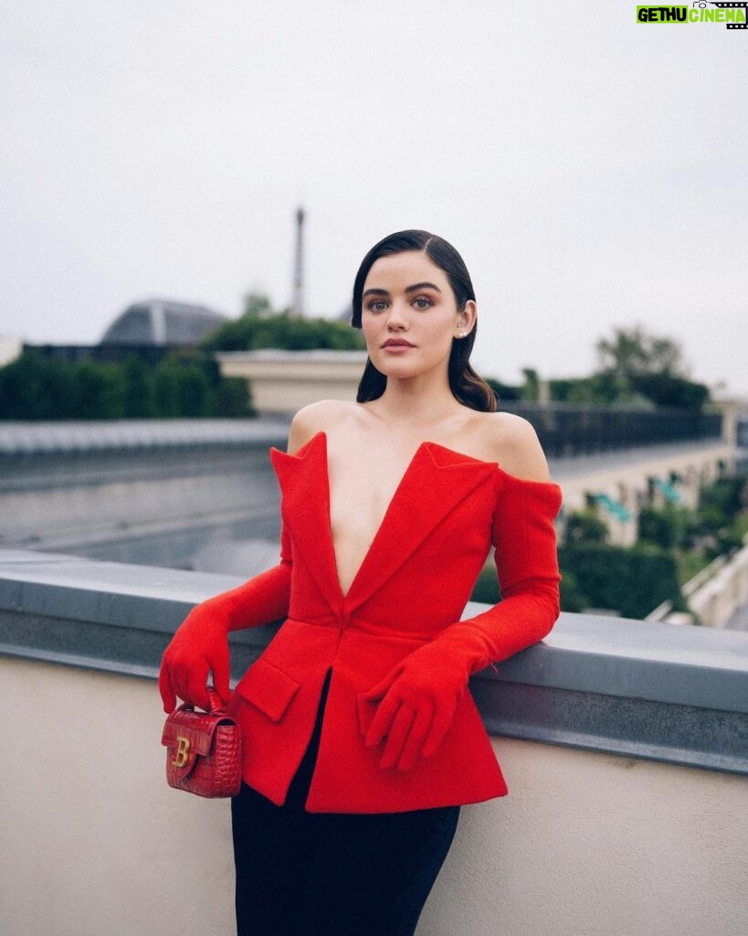 Lucy Hale Instagram - wowow the @balmain SS24 show in Paris was unforgettable ♥️ Was dying to get photos of the collection but…gloves! Congratulations @olivier_rousteing & thank you for having me at my first Balmain show ever ! Paris, France