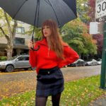 Madelaine Petsch Instagram - Outfit by @majeparis, umbrella by responsible Madelaine. #majegirls