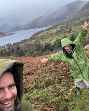 Marc Priestley Instagram - Clare & I celebrated being married to each other for 10 years over Christmas! 
We commemorated the occasion by driving in 9 hours of awful traffic to the Lake District, walking cold & wet up steep slippery hills in the midst of a major storm & then jumped in a 5 degree Lake Ullswater to top it off! 
And this is why I love my wife so much & can’t wait to share the adventures of the next ten years with her.😂Love you Mrs P. ❤️