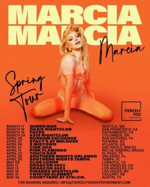 Marcia Marcia Marcia Instagram - 🌼UPDATED SPRING DATES!🌼
Email info@fiercelyyouentertainment.com for bookings!
If you don’t see your city and want some Marcia, contact your local venues!!
Thank you @jo.disco for my swanky new poster!