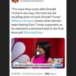 Maria Hinojosa Instagram – I report what I hear on the ground. And this is what I heard. From women….But what I said at the beginning of this clip  is also true… Latinos are the fastest growing demographic group in Iowa. In 2020, 20,000 Latinos in caucused. That means they got out of their houses, in their cars, and drove someplace to stand in support of their candidate. It’s also true that many Latinos in Iowa voted for Trump last time.  Onto more frivolous things… I chose pink. But I didn’t realize I was choosing Barbie pink! Always behind the times. And of course I also have complicated feelings about that whole thing. But I think it looks cute. ☺️ It was really special for me to be on the premier weekend of Jonathan Capehart‘s new show. We are old reporting buddies and have deep respect for each other. @capehartj @weekendcapehart @joan_m_walsh too !