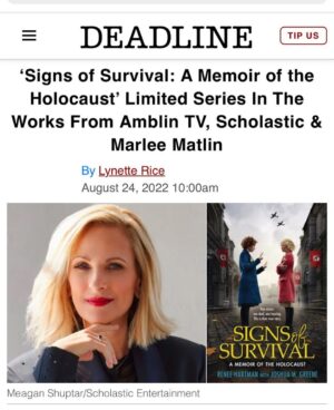 Marlee Matlin Instagram - What a great birthday present! I am so humbled and honored to be working with @amblin and @scholasticinc on this untold true story. #authenticstories #amblin #scholastic #holocaustsurvivorstory