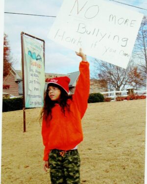 Marlon Jackson Instagram - Noah protesting against bullying 
#bekind carol jackson
#studypeace marlon jackson