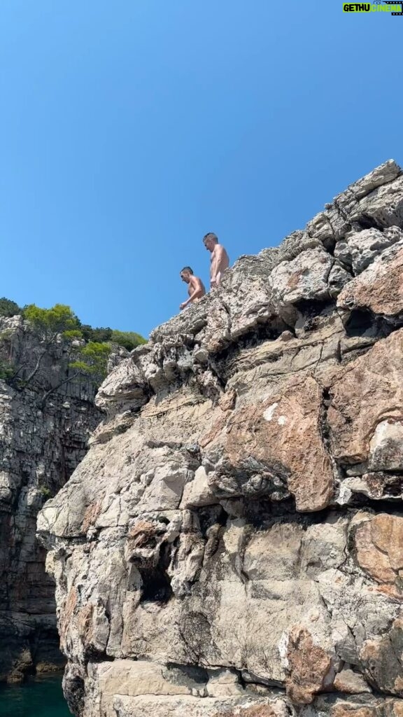 Marti Gould Cummings Instagram - Cliff jumping with @justjohnrobbie - terrifying but worth it!!! Dubrovnik, Croatia