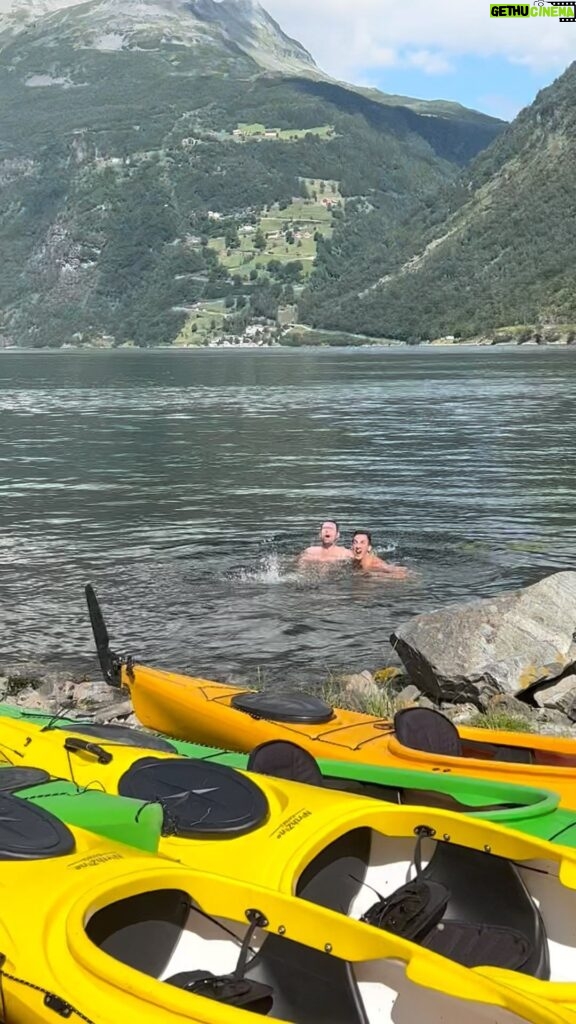 Marti Gould Cummings Instagram - Polar plunge in Norway with @trevordow