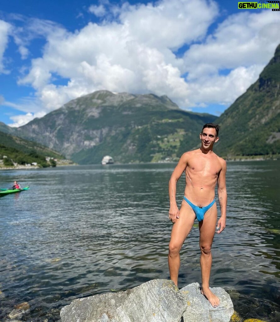 Marti Gould Cummings Instagram - After kayaking through the fjords to see the incredible waterfalls I took the polar plunge in the coldest water I’ve ever been in! Gerainger Norway