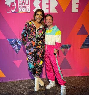 Marti Gould Cummings Instagram - $670k raised for @aliforneycenter meals program which is 290k meals for LGBTQ youth! Honored to have hosted the SERVE dance a thon w @tomatos_ 

Congrats @devdoee & @z2chary for putting together such an amazing event to help support unhoused queer youth! 

Had a great day dancing w my favorite date @justjohnrobbie and seeing and working w so many legends and friends!