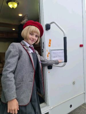 Meesha Garbett Instagram - My trailer whilst filming 🎥 #matildathemovie 
Great times with @alishaweir123 @winterjarrettglasspool ❤️
Shall I post some more behind the scenes? 🙈

#matilda #matildathemusical #revoltingchildren #redberetgirl #meeshagarbett