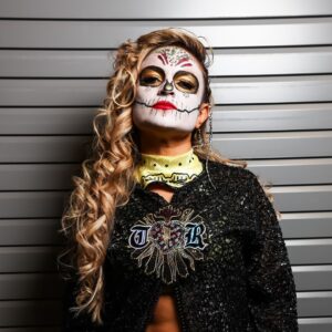 Melissa Cervantes Instagram - I'll tell you what, we were #loudasthunder last night with this war paint at #Homecoming #AEWDynamite @aew Which picture do you like the best? Drop it in the comments #thunderarmy