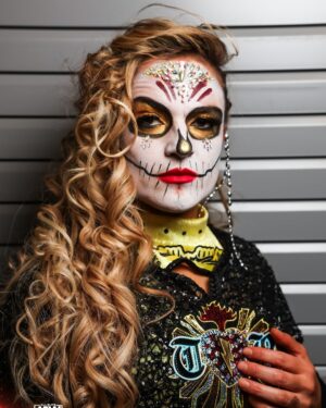Melissa Cervantes Instagram - I'll tell you what, we were #loudasthunder last night with this war paint at #Homecoming #AEWDynamite @aew Which picture do you like the best? Drop it in the comments #thunderarmy