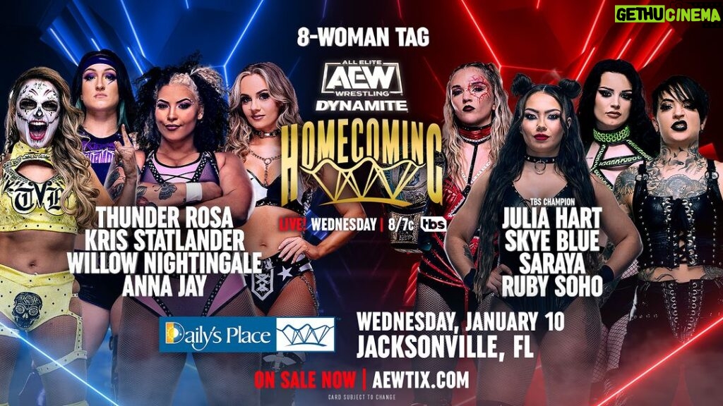 Melissa Cervantes Instagram - 🔥🌩️ THUNDER STRIKES at #AEWDynamite! @aew 🌩️🔥 We are back at @dailysplace THIS WEDNESDAY! Shoutout to @sammyguevara 📍 Jacksonville, FL - Get ready for an EPIC night! 🌟 AEW Dynamite LIVE 1/10, 8pm ET/7pm CT on TBS! 📺 Tickets 🎟️ http://AEWTIX.com - Let's ROCK this! 🙌 #ThunderRosa #AEW