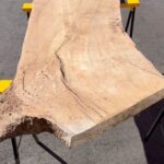 Michael Voltaggio Instagram - many many months ago our neighbor gave us a slice of a tree. we thought, let’s try to make a table. as we are not carpenters, and had but a few occasional days home a month to work on it, having this project in between work projects has been an incredible experience. tested and failed at many techniques. Studied, went off recipe, added a little of this, a touch of that and made something pretty rad. ended up with an incredible natural stained table and then didn’t mix the glaze correctly. Then completely messed it all up, then sanded more cause that what you do. Played with some stains, paints, messed up more. Ultimately we layered mistake on top of mistake, learned lessons along the way and created something beautiful in the end…