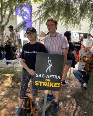 Mimi Kennedy Instagram - Met up with Eddie Gorodetsky today on the @sagaftra picket line. As well as fellow actress @emelle4real 
writers Mike Rowe, Eddie Dana Gould & Tony Desena. I also got to reunite with a longtime friend of Mitch Ryan & we had a wonderful chat sharing our memories of him. 

#sagaftracommunity 
SAG-AFTRA-WGA Solidarity
#sagaftrastrike
#SAGAFTRAstrong 
#Solidarity
@wgawest @wgaeast @sagaftrafound