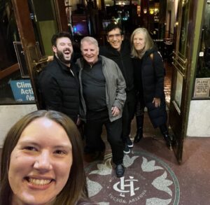 Mimi Kennedy Instagram - Mollie Heil, Asst. stage  Mgr. Of “ Pru Payne” at Arizona Theatre Company, takes selfie with, L, to to R., actors Greg Maraio, Gordon Clapp, playwright Steve Drukman ( Pulitzer nominee) and me, Mimi Kennedy. We open March 10 in Tucson. Stunning play! We just had a great runthrough: our first!