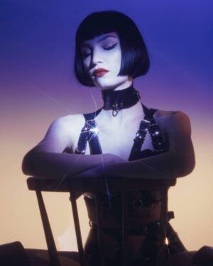 Miriam Veil Instagram - NIGHT FALLS out now on @altarmag 🌙 Wearing my Robo Hipster set from @jivomir.domoustchiev 🖤
.
Pictures by @yiyinglai_ with @alessio_cocchi at @ps.spaces 💋