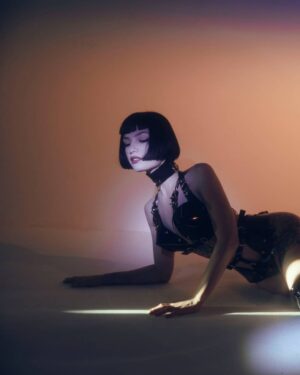 Miriam Veil Instagram - NIGHT FALLS out now on @altarmag 🌙 Wearing my Robo Hipster set from @jivomir.domoustchiev 🖤
.
Pictures by @yiyinglai_ with @alessio_cocchi at @ps.spaces 💋