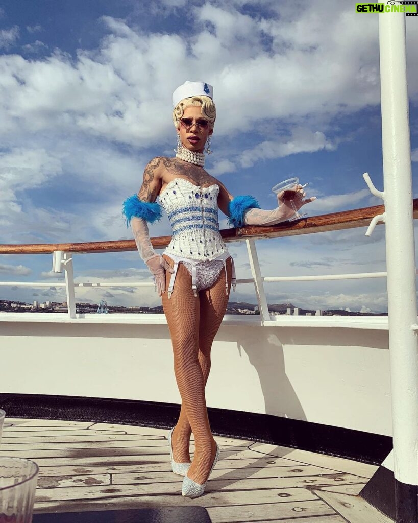 Miss Abby OMG Instagram - It’s giving sailor who’re ⚓️🛳️ @spartacus_cruise The beginning of a sea journey✨ Outfit: @shinedaddyshine Glasses: @kaptenandson Pic: @itsyourik #sailor #whore #missabbyomg #cruise #gaycruise #spartacus #spartacuscruise #drag #dragqueen #white #blue Port of Marseille