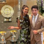 Nick Jonas Instagram - Beautiful day out at the tennis with my ❤️. Such an honor to sit in the Royal box and watch @marketavondrousova win her first grand slam. Wimbeldon Lawn Tennis Grounds