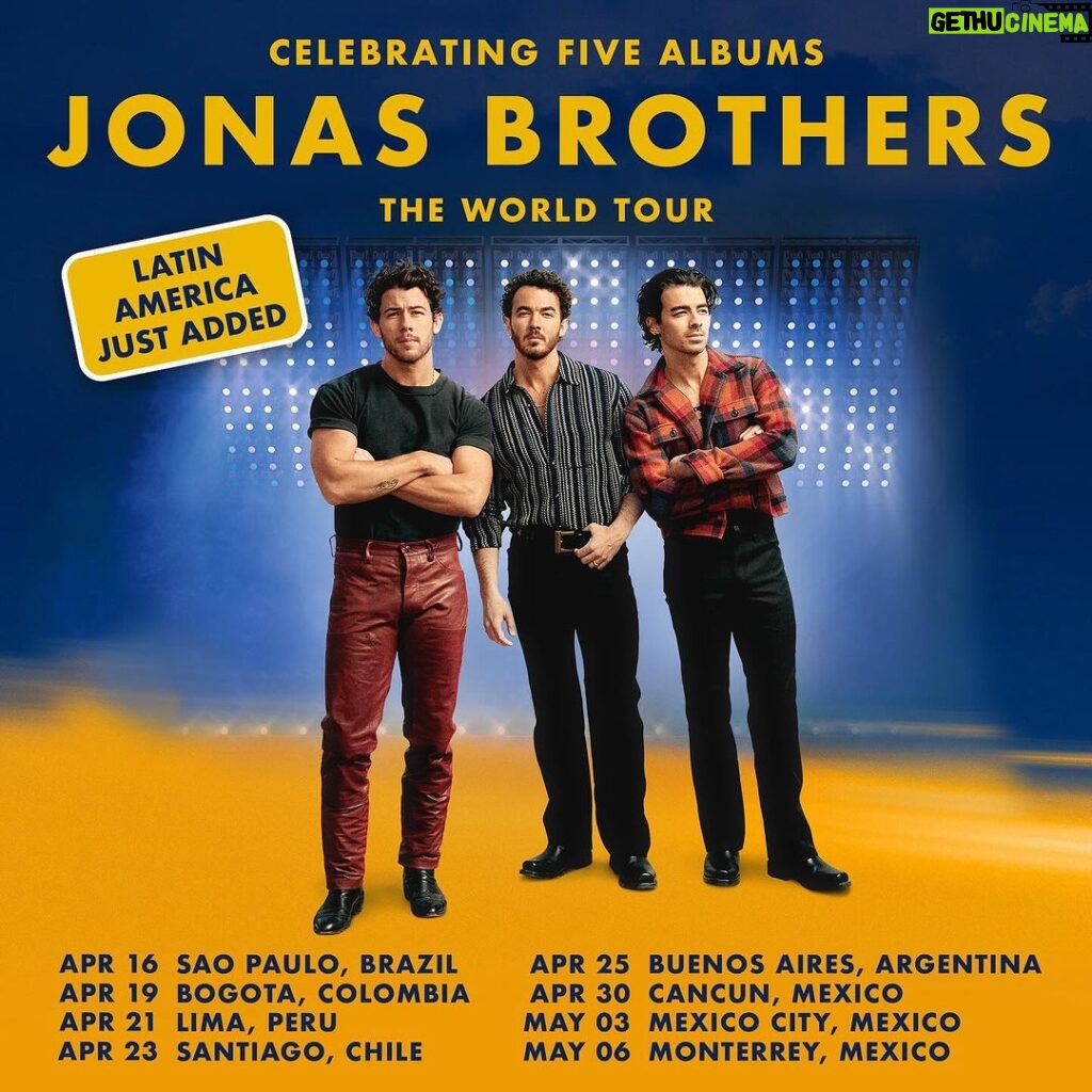 Nick Jonas Instagram - Latin America… Are you ready? 🥳 Pre-sale starts tomorrow and general on-sale begins Friday, December 15th at 10am local time. Check jonasbrothers.com for more info on your city!