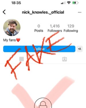 Nick Knowles Instagram - This is a fake account - please do not respond to this account - it has nothing to do with me and has been reported