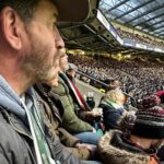 Nick Knowles Instagram - Great day out at the rugby with @katie.dadzie and catching up for a proper giggle with @johnnyherbertf1 also saving my beer from a foot related incident with @benshephardofficial and having a snog with him. Public apologies to the guy with the hood in front as we tried to see how many empty beer glasses we could get in his hood - 14 for the record - top lads all from @rasenrufc and finally a deserved French victory and great singing and good to see Asterix & Obelix amongst us!
