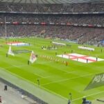 Nick Knowles Instagram - Great day out at the rugby with @katie.dadzie and catching up for a proper giggle with @johnnyherbertf1 also saving my beer from a foot related incident with @benshephardofficial and having a snog with him. Public apologies to the guy with the hood in front as we tried to see how many empty beer glasses we could get in his hood - 14 for the record - top lads all from @rasenrufc and finally a deserved French victory and great singing and good to see Asterix & Obelix amongst us!