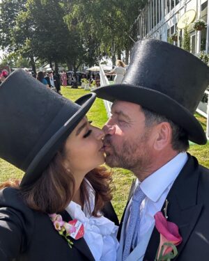Nick Knowles Instagram - Magnificent day out with my love  @katie.dadzie and @hippocochrane and @thedoncc - lovely to dress up once in a while - hot day so may have over rehydrated - finishing with a lovely meal at our favourite @bluebellsrestaurant 
Magical summer memories made ❤️