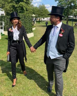 Nick Knowles Instagram - Magnificent day out with my love  @katie.dadzie and @hippocochrane and @thedoncc - lovely to dress up once in a while - hot day so may have over rehydrated - finishing with a lovely meal at our favourite @bluebellsrestaurant 
Magical summer memories made ❤️