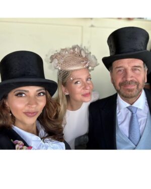Nick Knowles Instagram - Magnificent day out with my love  @katie.dadzie and @hippocochrane and @thedoncc - lovely to dress up once in a while - hot day so may have over rehydrated - finishing with a lovely meal at our favourite @bluebellsrestaurant 
Magical summer memories made ❤️