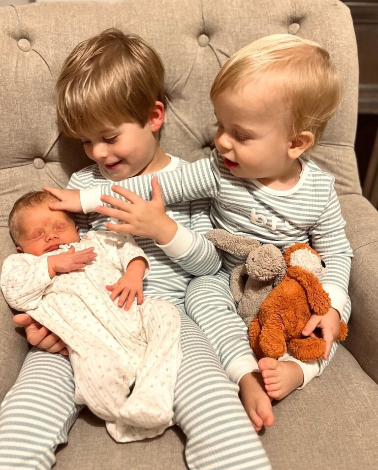 Nicki Shields Instagram - She’s arrived! Alyra (pron: a-lie-ra) Lily Sainthill. 7 lbs 3 oz. 🥰 We are beyond besotted. Her brothers seemingly adore her and haven’t poked an eye out (yet!). I can’t quite believe it. Am I really a mum of three ? 😳. It feels so surreal saying that out loud. I’m sure it was only yesterday we were getting married in Ibiza, partying without a care in the world! Having Alyra, the third (and final!) addition to the family makes it feel so complete and seeing the three kids together is just magical… I just need to work on my own magic now and grow an extra pair of hands… Huge thank you to all the doctors, nurses and midwives at Queen Charlottes Hospital. The treatment we’ve had from the moment I fell pregnant to leaving hospital with Alyra has been incredible throughout, especially the team who carried out my c-section and the nurses who cared for us after. Biggest thank you of all to my amazing husband @marksainthill, the calm voice throughout all the madness and juggling every thing behind the scenes. We couldn’t do it without you. Now - who’s got advice on bringing up a teenage girl? Given the circles I ran round my parents it’s probably best I start prepping now!!! #babygirl #newborn #AlyraLily #familyof5 #3under5 #family #queencharlottes #nhs