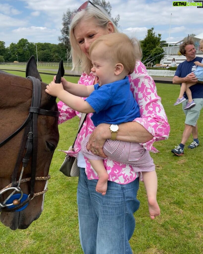 Nicki Shields Instagram - Took the boys to meet some four legged friends 🐎 at the launch of @polointhepark with @chestertons.london and a special visit from @sharkyandgeorgeevents. Feeling pretty in purple wearing @nobodyschild 💜 Arthur wearing MY sunnies! 😎 Thanks for having us! #family #polointhepark #nobodyschild #horses #polo #familydayout Ham Polo Club