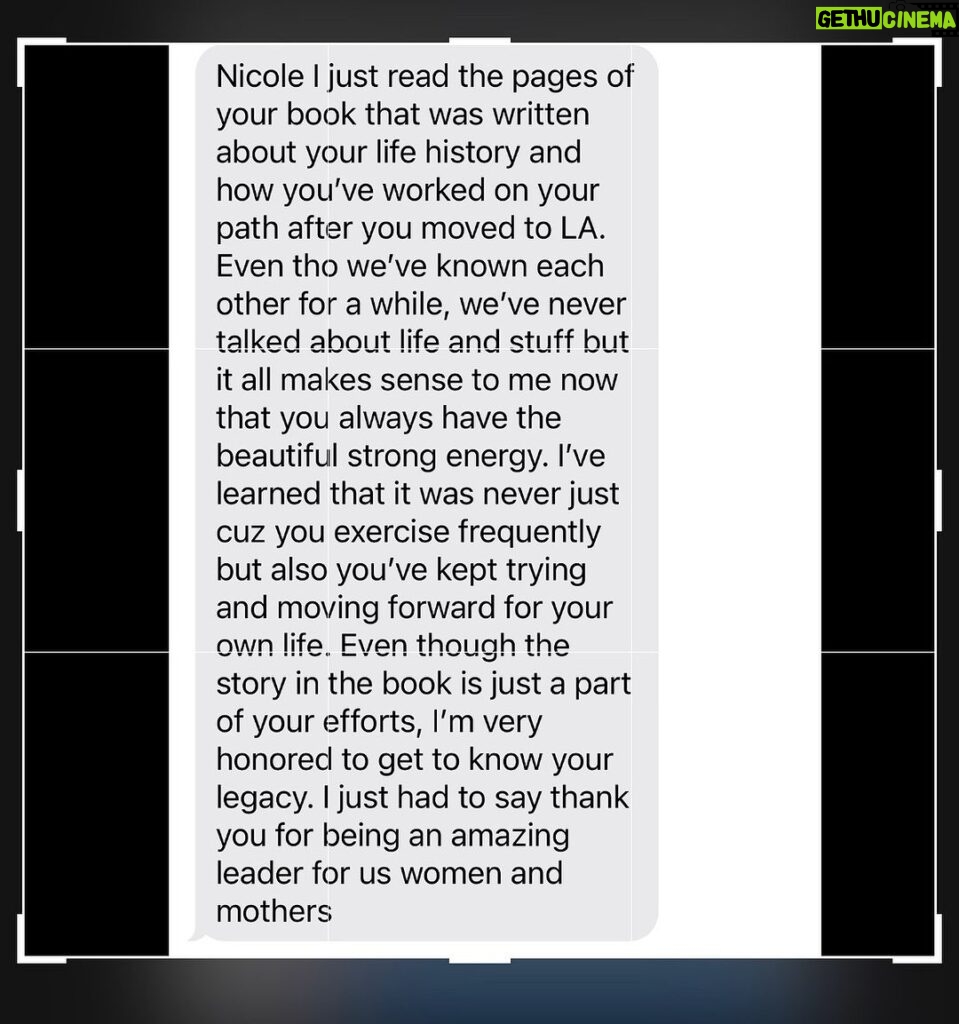 Nicole Stuart Instagram - "✨ Grateful Beyond Words ✨ I received this incredibly touching message today and it truly warmed my heart. 💖 To know that my journey and the story of my life has touched someone in such a profound way is both humbling and inspiring. Reading these words, I couldn't help but feel an overwhelming sense of gratitude for the path I've walked and the experiences that have shaped me into the person I am today. It's a reminder that every step, every challenge, and every triumph has contributed to the energy and strength that I strive to embody. To the beautiful soul who sent me this message, thank you for taking the time to share your thoughts with me. Your words have filled me with immense joy and renewed my sense of purpose. Knowing that I've been able to positively influence and inspire others, especially fellow women and mothers, means the world to me. Let's continue to uplift and empower one another on this incredible journey called life. Here's to embracing our stories, celebrating our resilience, and standing tall as leaders in our own unique ways. Together, we are unstoppable. 💪🌟 #Gratitude #Inspiration #Empowerment"
