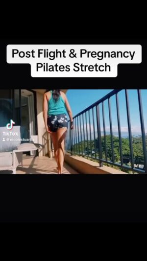 Nicole Stuart Instagram - Post-travel recovery mode activated! I also did this stretch all the time on the Cadillac while I was pregnant it was one of my favorite stretches FULL VIDEO ON MY  YOUTUBE CHANNEL

✈️✨ After a long flight, I’ve discovered the perfect Pilates-inspired routine to release tension and restore my body. Check out this exercise that works wonders for me!

In this video, you’ll see me standing, using the railing on the patio as support to lengthen my spine. While holding on to the railing, I smoothly transition into a squat. This move helps to engage my lower body, release any tightness in lower back and boost circulation. I roll up through my spine one vertebrae at a time and then go into an upper back bend opening up my chest. I repeat this exercise three times. 

Then I drop down into a low squat which goes even deeper into the hips, lower back, spine, ankles, calf’s even getting my neck and shoulders to stretch, lengthen and open up. 
It’s a fantastic way to open up my chest and stretch out my entire body. I love how versatile Pilates can be, adapting to different environments!

It’s an excellent way to reconnect with my body after a long journey. 

Give it a go and let me know how it feels! Remember to modify based on your own comfort level and always listen to your body. Happy travels and self-care, everyone! 🌍💆‍♀️
@totalbodybeautiful 
#PilatesInspired #TravelRecovery #StretchAndRelease #SelfCareJourney