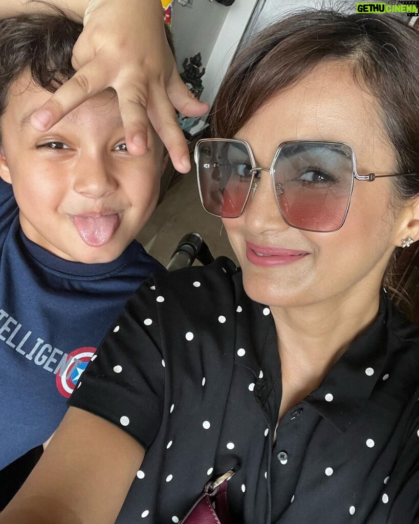 Nisha Rawal Instagram - ♥️ #NoFilter Selfies for life with my #BFF for life @kavishmehra didn’t know my bestie would be born from inside of me! . . #feelingblessed #mamababyduo #5YearsAnd9MonthsOld Mumbai - मुंबई