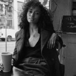 Olivia Swann Instagram - Friday on film ☕️ ⁣ ⁣ Had a stroll through Downtown Vancouver with the glorious @noahasanias - a stunning photographer and utter dream of a human 🖤⁣ ⁣ #downtown #vancouver #photoshoot #film #coffeemorning #pyrrha #blackandwhite #naturalhair #autumn #chillvibes