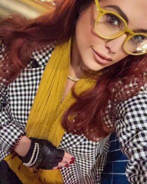 Paige Nicole Mayo Instagram - Black and white and mustard all over 😝 I am in my element right now with cold weather accessories! ❄️