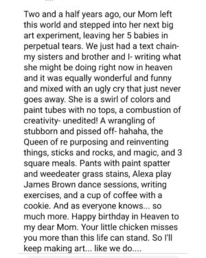 Pam Tillis Instagram - If you are a friend or fan who wants any insight into me, just know this - as amazing as my legendary Daddy was, I am the product of a matriarchal culture. 
Mom held down the fort while daddy slayed the dragons! 
My sister Carrie said it so beautifully today on what was her birthday.