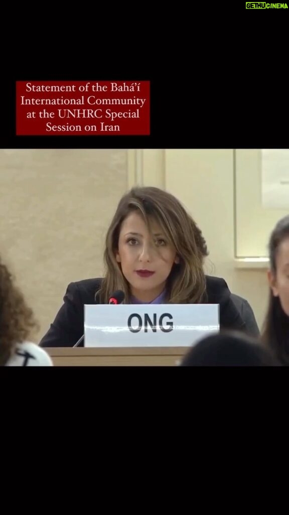 Parisa Fitz-Henley Instagram - A statement by the Bahá’í International Community at the UNHRC Special Session on Iran: “Our hearts and the hearts of every unbiased observer ache as we watch the loss of innocent human life in Iran. As Iranians of every age and all walks of life call for social justice and equality, but are met with violence and repression instead of efforts to engage everyone in a genuine conversation on the future of Iran. As you know, the Baha’is in Iran are all too familiar with persecution, with suffering, arbitrary imprisonment, denial of higher education, hate propaganda, executions, and daily harassment for 43 years. In fact, what we see in Iran today is the extension of this persecution to the generality of Iranians. A government that oppresses one group will surely be unjust to all groups in the long run. The Baha’i International Community has in all this time called for international legal mechanisms to hold Iran accountable at the United Nations, bringing its human rights violations to the world’s attention. Such mechanisms are the last hope of every oppressed individual, the only way the UN can stay true to its founding principles, showing victims of persecution that they can trust the human rights system, that human rights crimes cannot be committed with impunity, that the world stands with them, and will not let them suffer while we watch. Establishing an independent fact-finding mission on Iran will now reinforce the call that Iran must abide by its human rights commitments. And it sends a message to the Iranian government that what its people want is a government that respect the rights of all: women, ethnic minorities, religious minorities, and indeed everyone as equal citizens. Thank you.” {Statement delivered by BIC Representative, Simin Fahandej} #SS35 #HumanRights #Iran #Bahai #MahsaAmini Thank you for sharing, @monaiman9 ♥️ Video: A woman w/olive skin & light brown straight hair wears a deep red lip color & dark blazer & sits at a microphone. A white sign w/black letters reads “ONG” on the table in front of her. Audio and title are captioned.