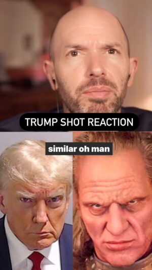 Paul Scheer Instagram - During @FriendZone tonight, the Trump mugshot came out and what a gift. It’s scary.  But also familiar.