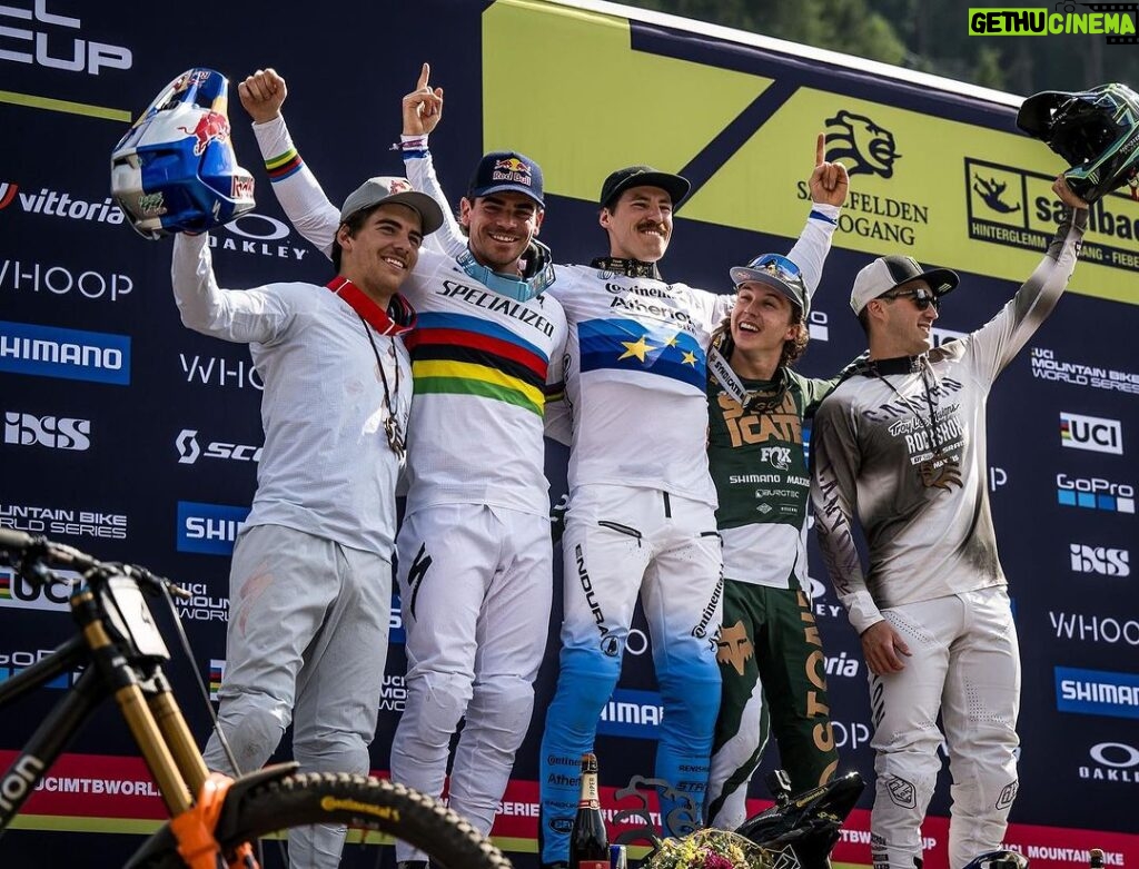 Rachel Atherton Instagram - Adrenaline!! I am here for you!! 😂😂 Back to Back wins for @athertonbikes 🔥😮‍💨 The moment your teammate wins the Elite Mens World Cup on your own named bike brand 🤯🤩😂😂 When @andreas.kolb66 won in Leogang, I was buzzing my tits off!! I went pretty mental, I felt so wired I just wanted to fight someone 😂😂 it felt INCREDIBLE thinking back to the team at home @athertonbikes how god damn hard they have worked the last 4 years… incredible team, incredible bike & there’s still more to come for @athertonbikes ❤❤😜 Come see the bikes at Fort William & grab some merch 💪🔥 @nathhughesphoto