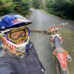 Rachel Atherton Instagram - ❤️❤️❤️🍦🍦🍦⛈⛈⛈ More filming for @redbullbike race Tapes s2, out in spring 🤗 We took a short trip to lake maggiore where olly & his team were building an @heartwoodsaunas fell in love with lake maggiore! Wild wet wales 🏴󠁧󠁢󠁷󠁬󠁳󠁿 trying to make the most of every day rain or shine! After 1min.45seconds riding in the rain along the pier we had to go back to the van and arna fell asleep 😂 track check @dyfibikepark ❤️ love riding my Moto so much, We used to race 3hour moto enduros (Wirral off roads) me @dan_atherton @gee_atherton let’s get back to it, i miss racing moto enduro! ❤️