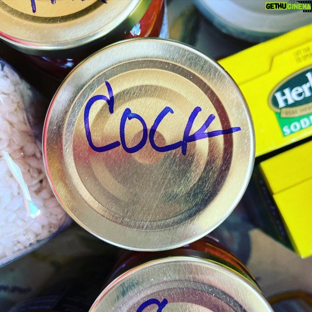 Rachel Nichols Instagram - My dad has an interesting way to label the tops of cocktail sauce jars. I will never stop laughing about this.