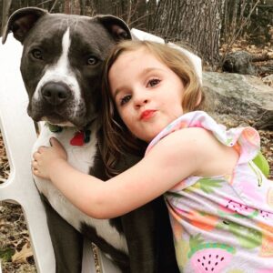 Rachel Nichols Instagram - This is my niece, Harper, and her best friend, Bleu. She snuggles, plays with and climbs all over him. He loves and protects her. He always insists on being by her side. It’s not bad dogs. It’s bad owners.

#adoptdontshop 
#bigscarypitbull

Thanks to @hunterjamesnick and @hayleygenevievenichols for letting me post this picture.